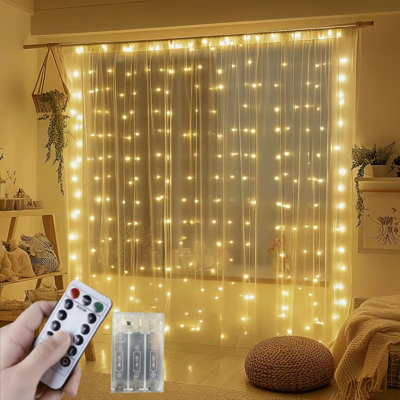 String Curtain Light - 3M-6M Christmas Decoration Remote Control Holiday