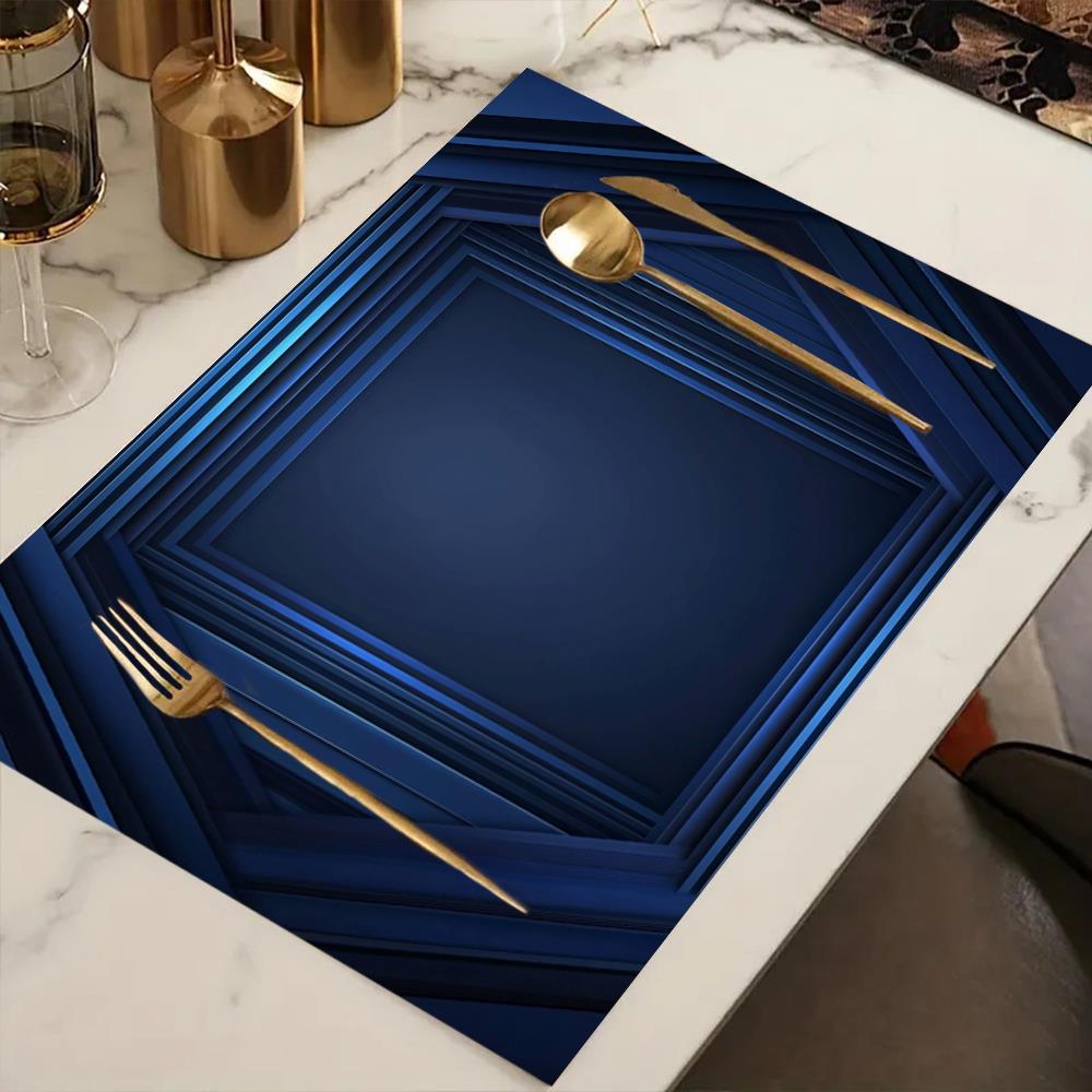 Home Decor Vector - 1pcs Blue Vertical Lines Placemats Background