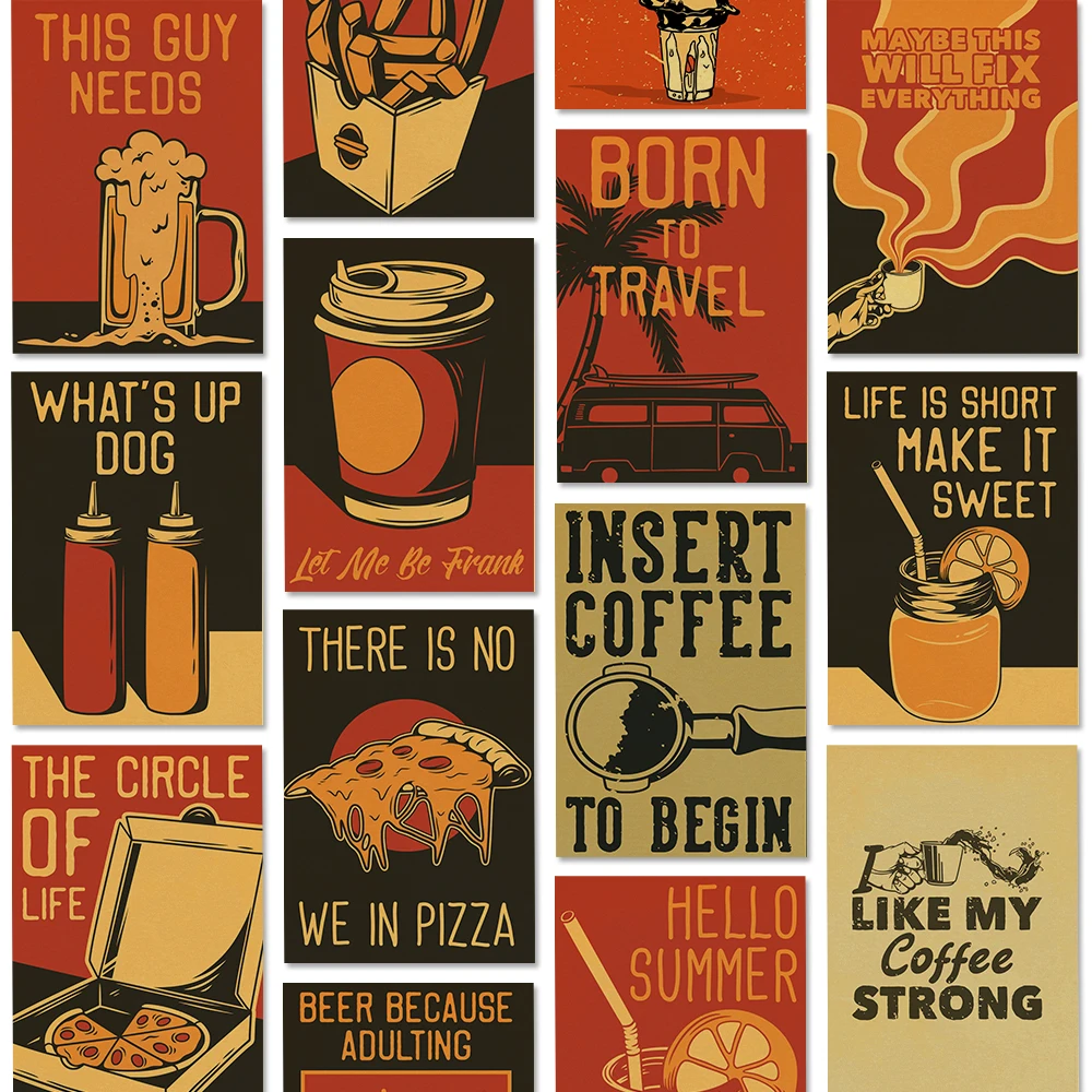 Home Decor Vector - Coffee Vector Set of Posters Retro