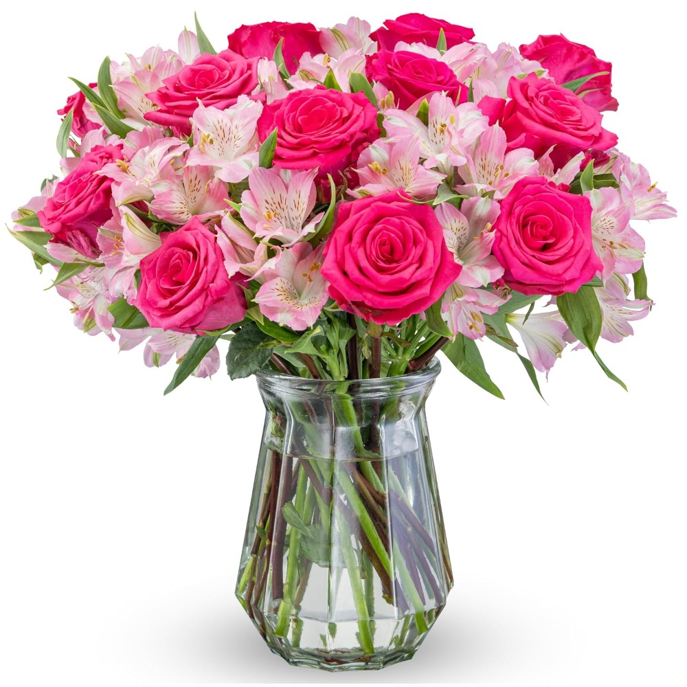 Home Decor Tulip - Elegant Rose and Alstroemeria Arrangement -