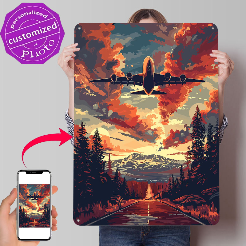 Home Decor Vector - A380 Plane Sky Vector Art Metal