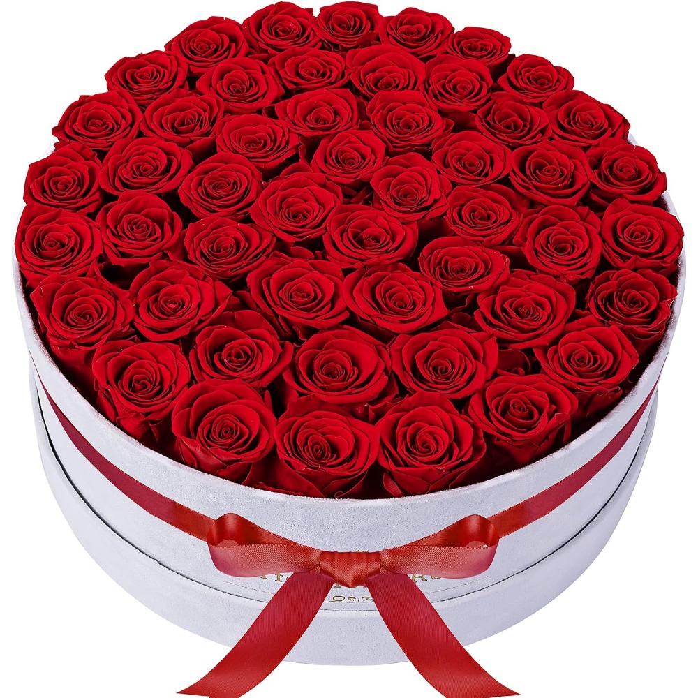50 Velvet Box Roses, Preserved - Home Decor Tulip 评论和价格