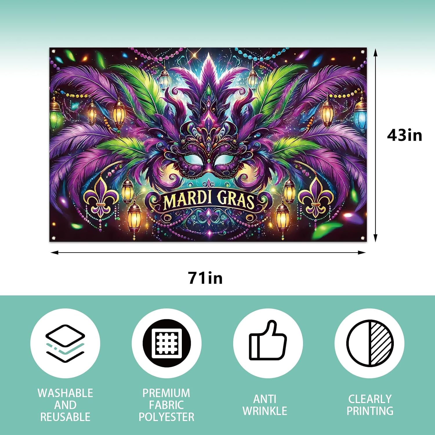 Mardi Gras Photography Backdro - Home Decor New Orleans 评论和价格