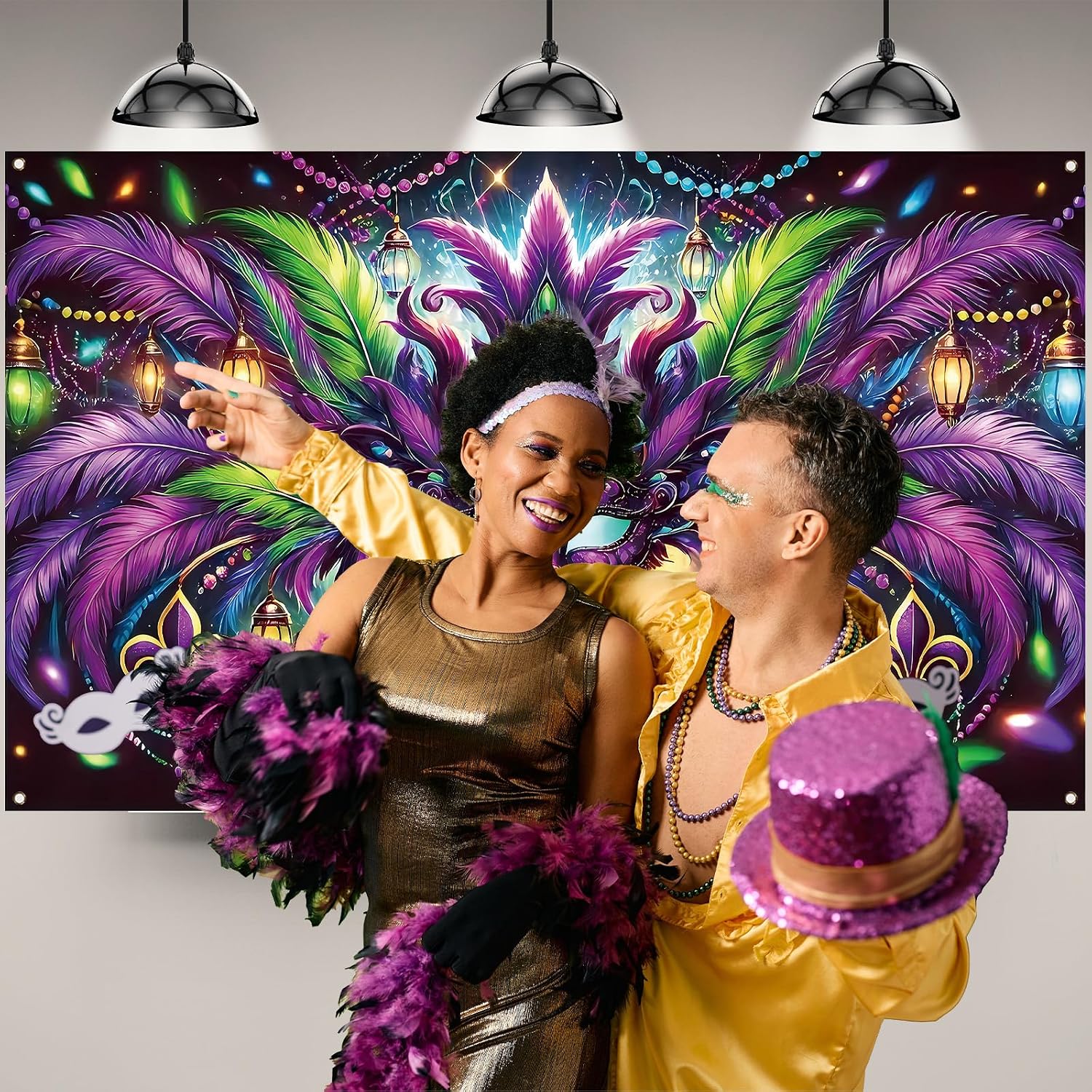 Mardi Gras Photography Backdro - Home Decor New Orleans 评论和价格