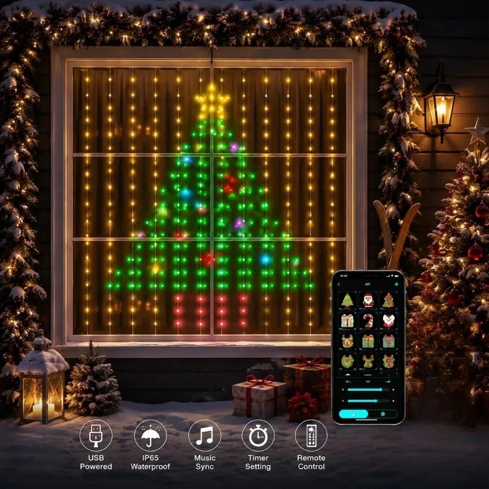 LED Pixel Curtain Lights Bluet - Home Decor Free App 评论和价格