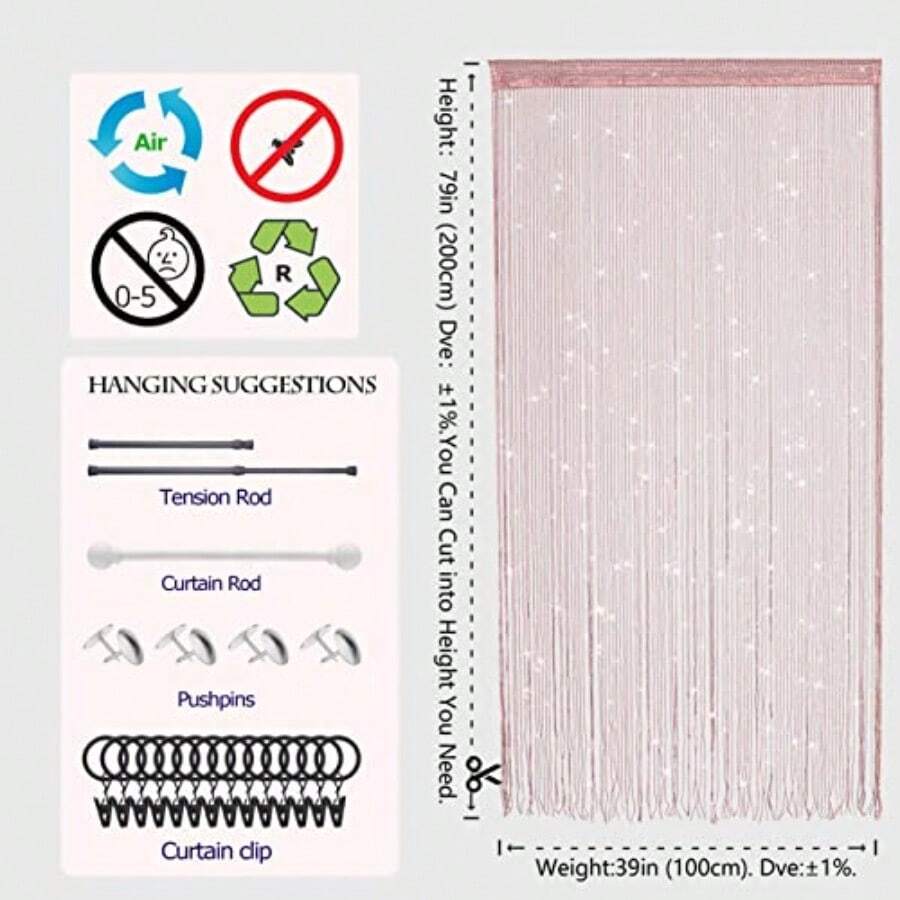 Glitter Beaded String Curtain  - String Curtain Light 评论和价格