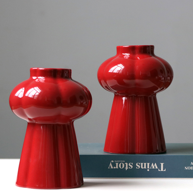 1Pcs Red Ceramic Vase, Desktop - Home Decor Center 评论和价格