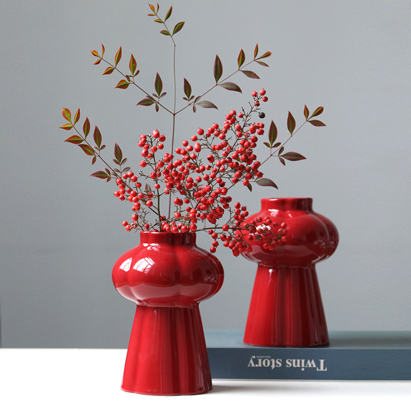 1Pcs Red Ceramic Vase, Desktop - Home Decor Center 评论和价格
