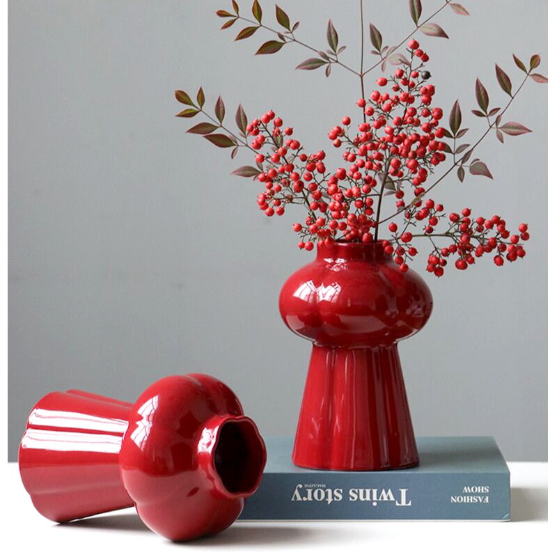 1Pcs Red Ceramic Vase, Desktop - Home Decor Center 评论和价格
