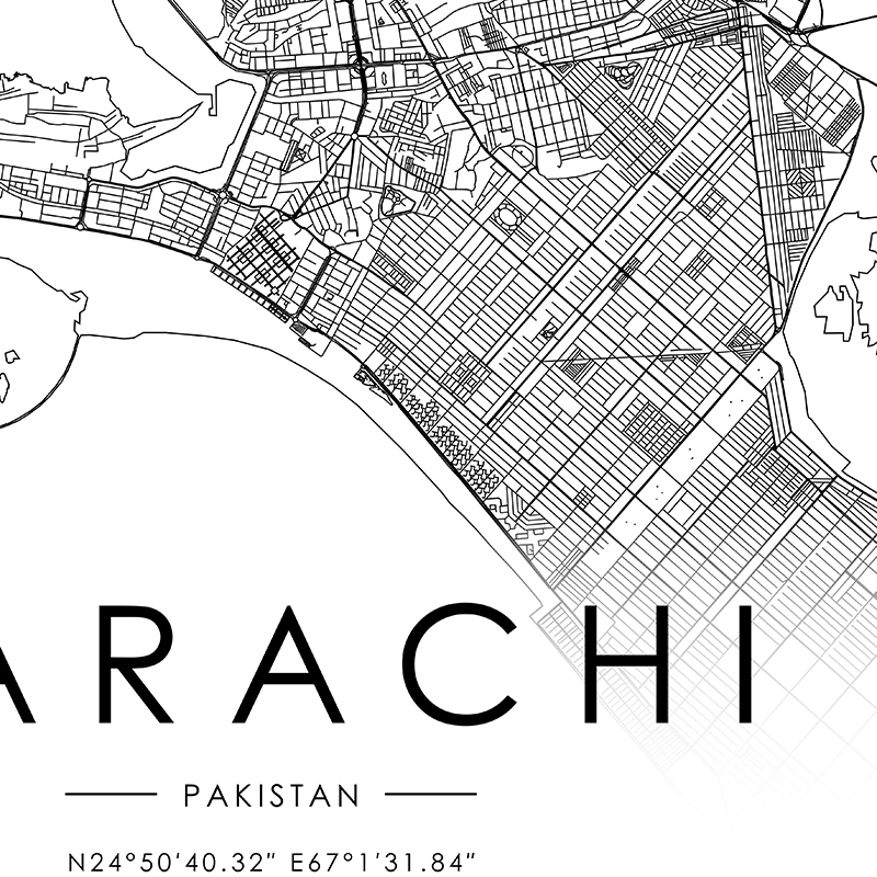 KARACHI City Map Poster ISLAMA - Home Decor Karachi 评论和价格