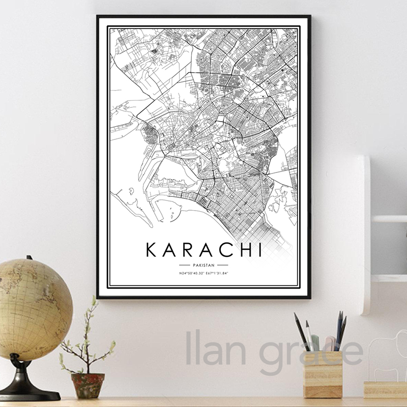 KARACHI City Map Poster ISLAMA - Home Decor Karachi 评论和价格