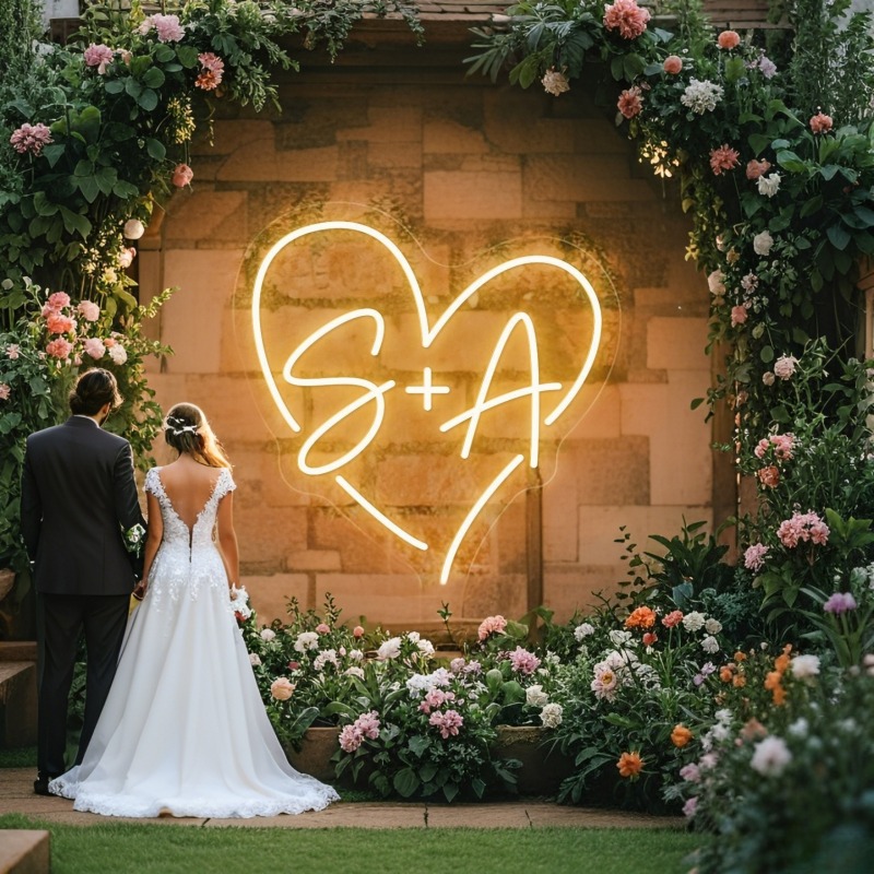 Custom Initials Heart LED Neon - Home Decor Inspo 评论和价格