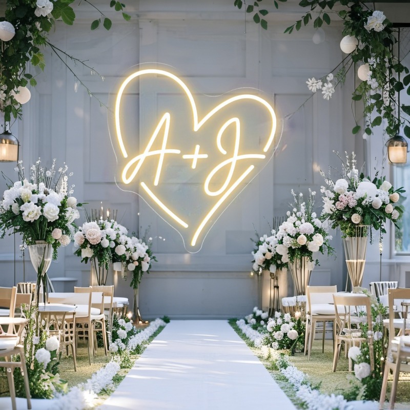 Custom Initials Heart LED Neon - Home Decor Inspo 评论和价格