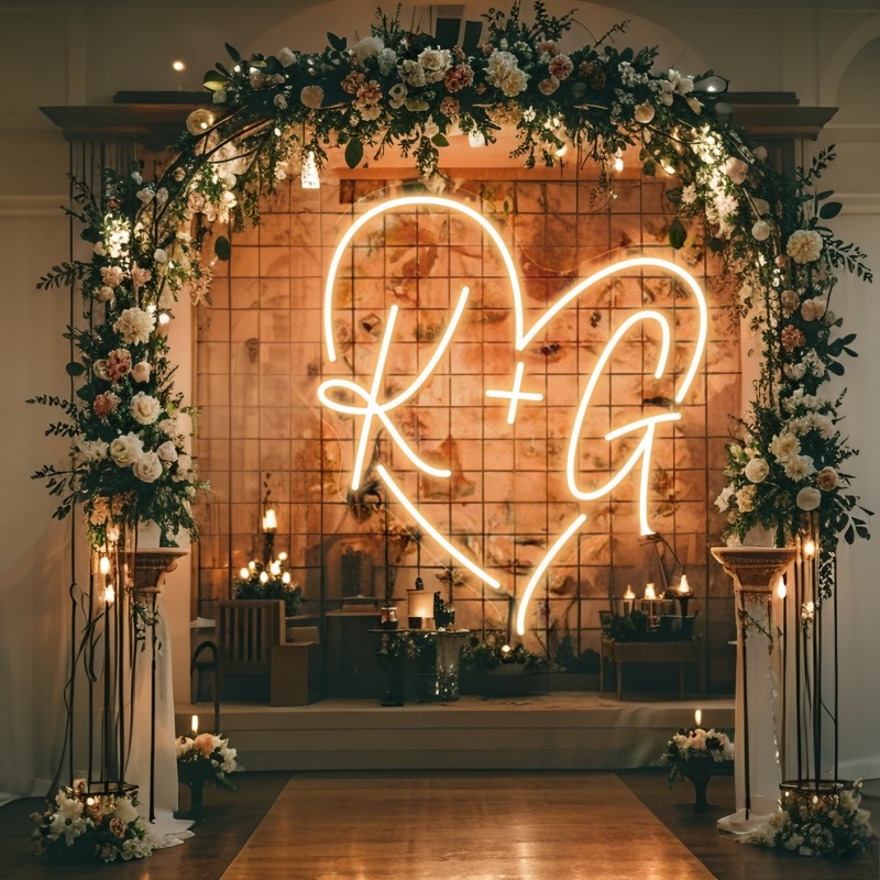 Custom Initials Heart LED Neon - Home Decor Inspo 评论和价格