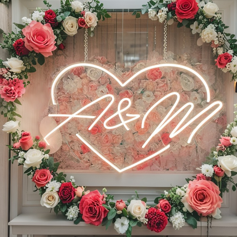 Custom Initials Heart LED Neon - Home Decor Inspo 评论和价格
