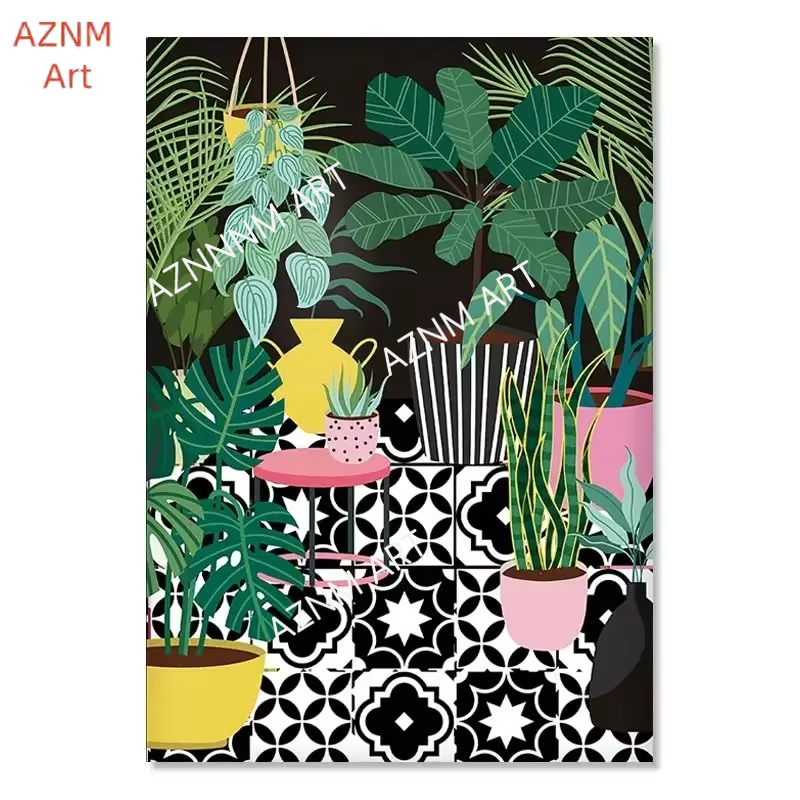 Modern Wall Art Canvas Paintin - Home Decor Green 评论和价格