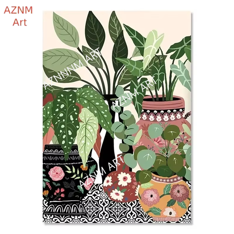 Modern Wall Art Canvas Paintin - Home Decor Green 评论和价格