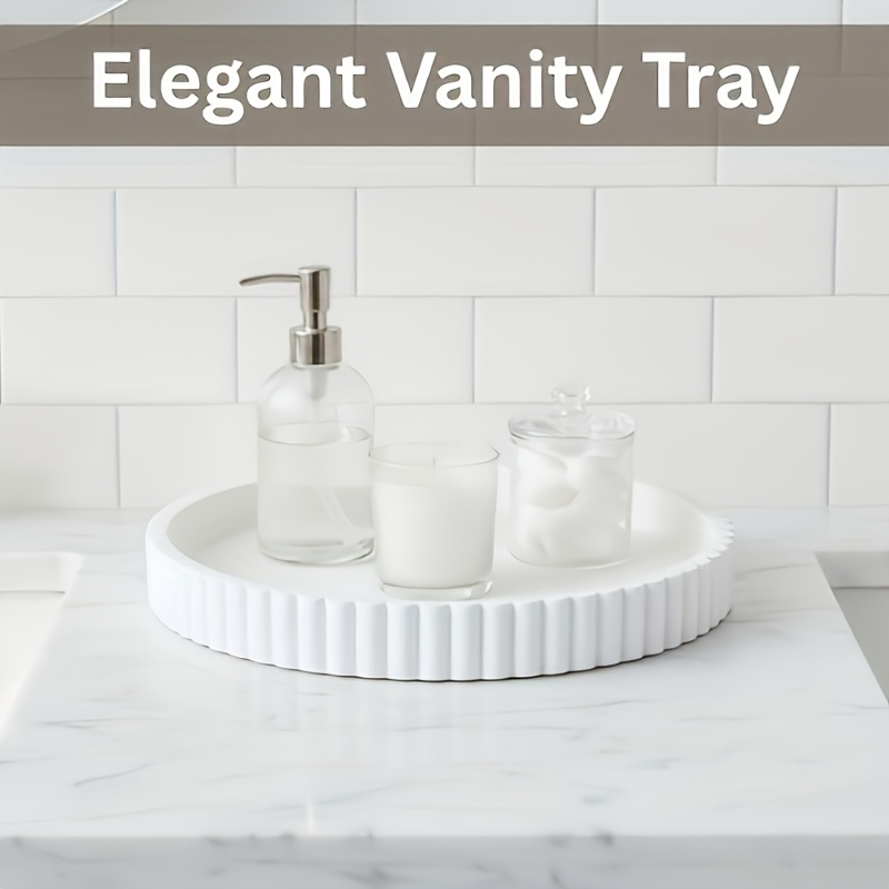 Round White Tray Modern Wavy T - Home Decor Center 评论和价格