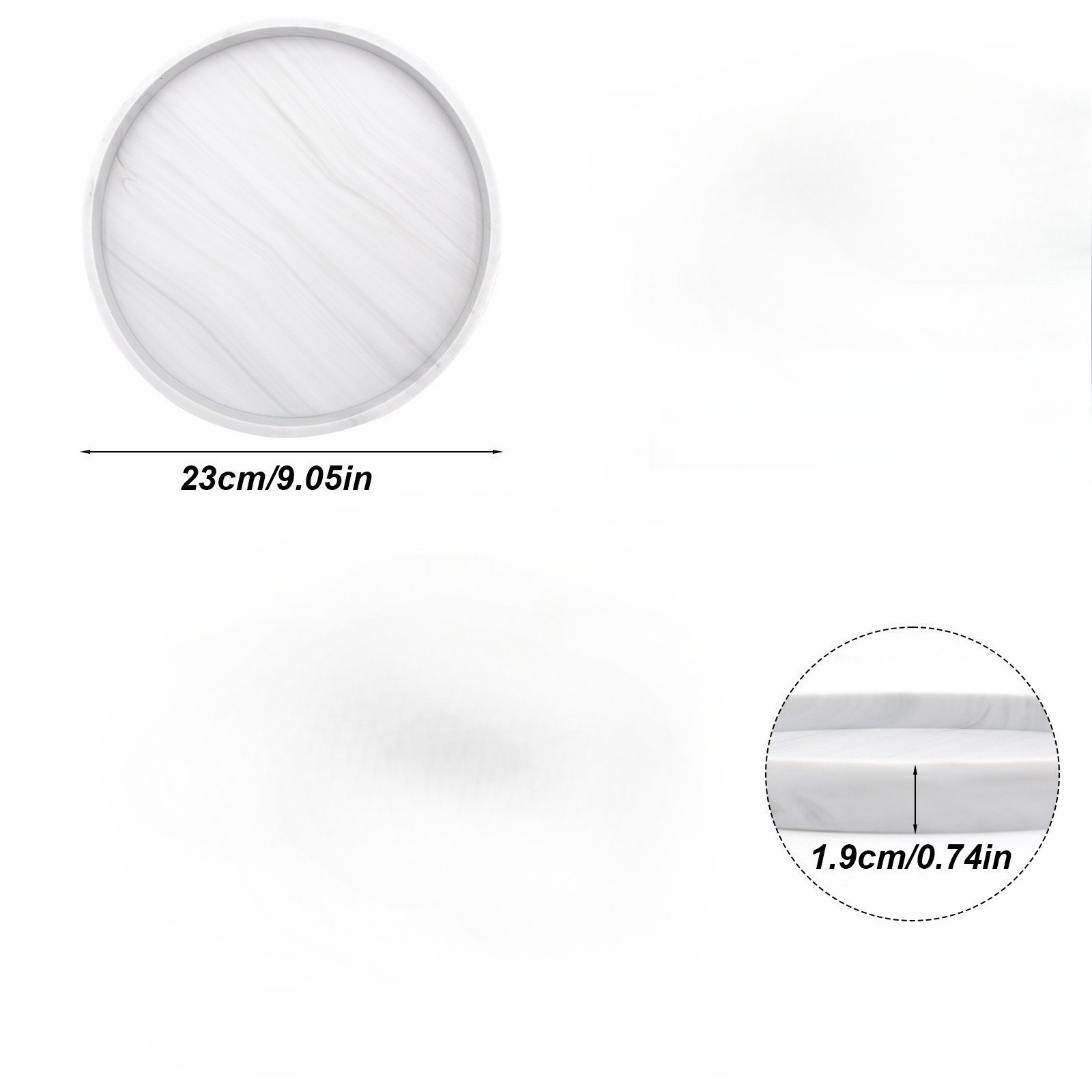 Round White Tray Modern Wavy T - Home Decor Center 评论和价格