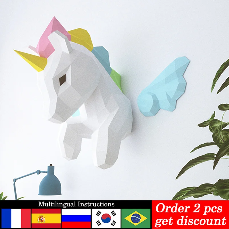 Rainbow Unicorn Animal Wall De - Home Decor Center 评论和价格