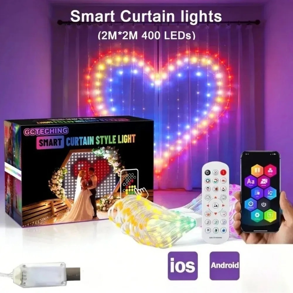 Smart RGB LED Curtain Lights B - String Curtain Light 评论和价格