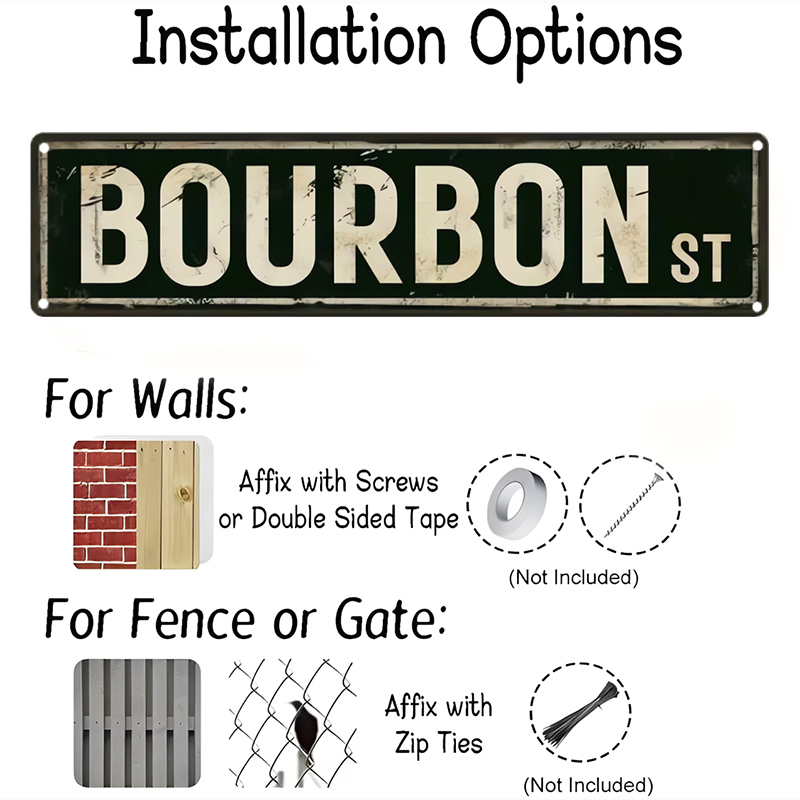 Vintage Bourbon St Metal Sign  - Home Decor New Orleans 评论和价格