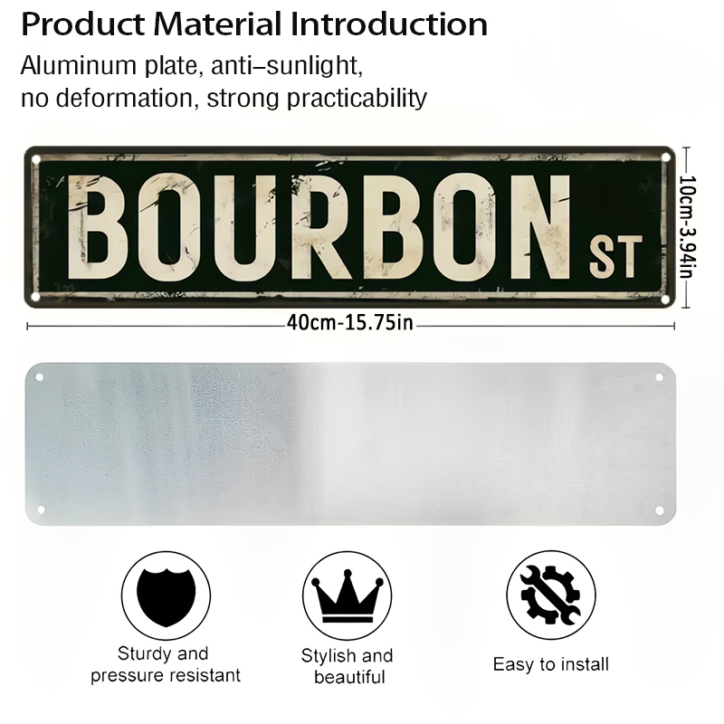 Vintage Bourbon St Metal Sign  - Home Decor New Orleans 评论和价格