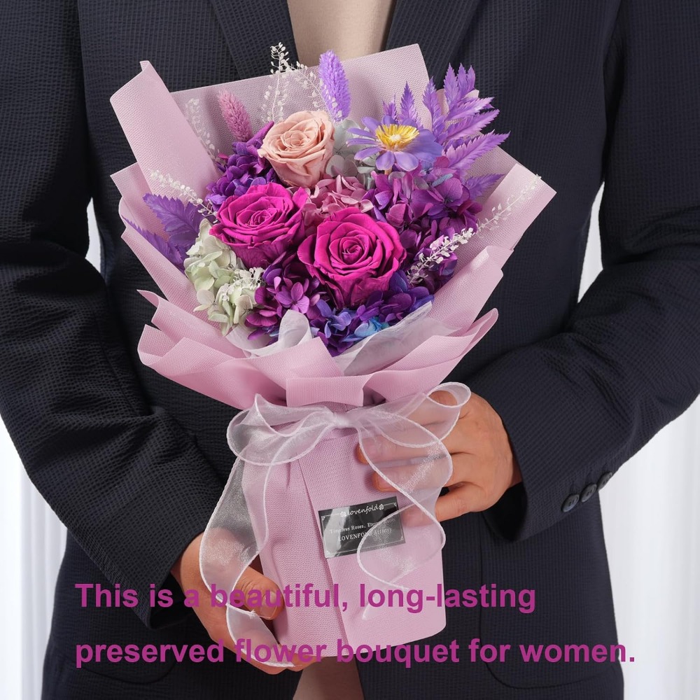 Preserved Purple Rose Bouquets - Home Decor Tulip 评论和价格