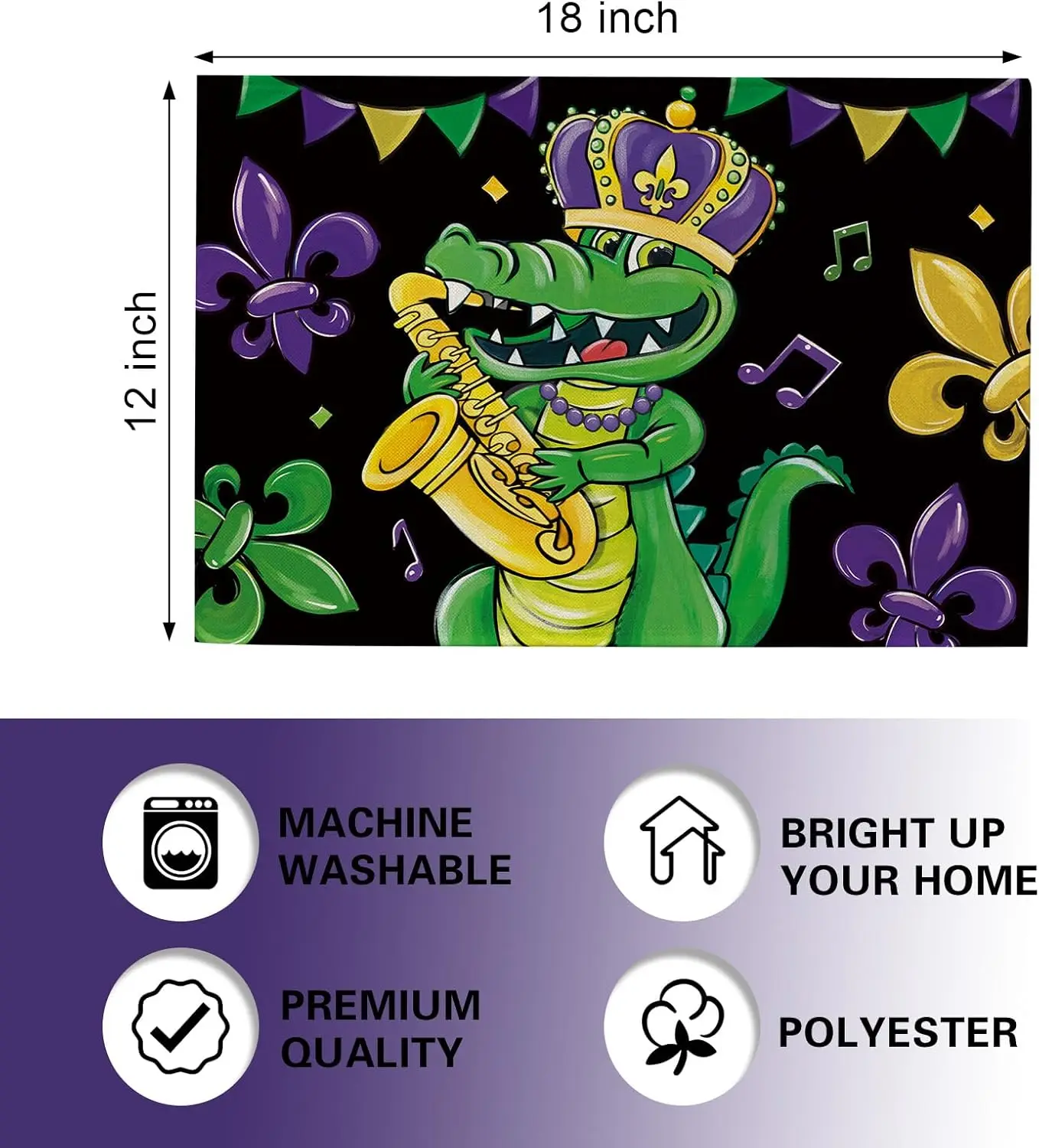 Mardi Gras Alligator Placemats - Home Decor New Orleans 评论和价格